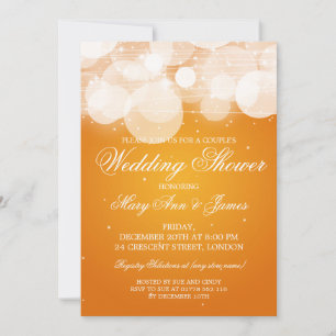 Invitación Parejas elegantes Naranja de ducha de brillo y bri