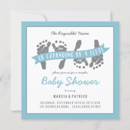 Invitación Parejas gemelas de niños duchan Baby Shower azul y