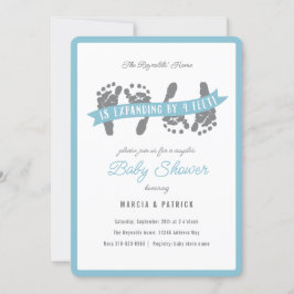 Invitación Parejas gemelas de niños duchan Baby Shower azul y