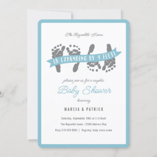 Invitación Parejas gemelas de niños duchan Baby Shower azul y