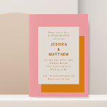 Invitación Parejas geométricas modernas duchan rosa y Naranja<br><div class="desc">Moderna geométrica negrita rosa y Naranja de estilo Parejas Ducha Invitación</div>