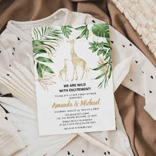 Invitación Parejas Jungle Safari Greenerenery y Gold Baby Sho