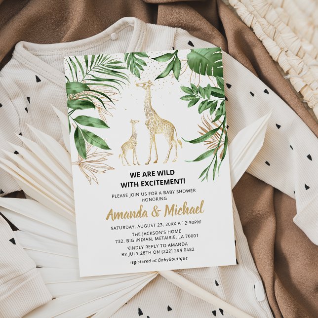 Invitación Parejas Jungle Safari Greenerenery y Gold Baby Sho (Subido por el creador)