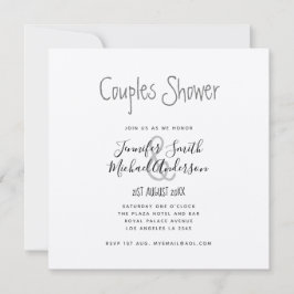 Invitación Parejas minimalistas manuscritas ducha KRAFT cuadr