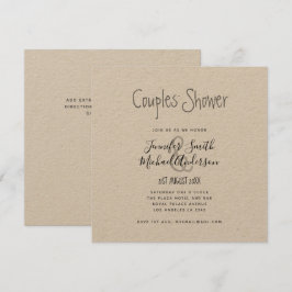 Invitación Parejas minimalistas manuscritas ducha KRAFT cuadr