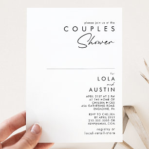 Invitación Parejas Minimalistas modernas invitan a la ducha