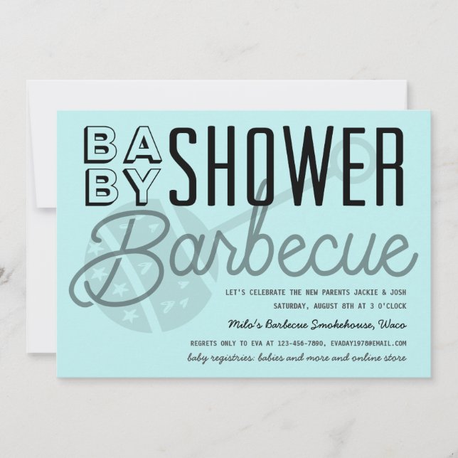 Invitación Parejas modernas parrilladas Baby Shower parrillad (Anverso)