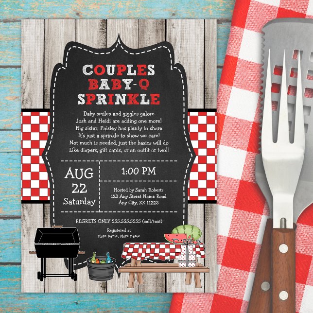Invitación Parejas Neutrales De Madera Rusa Bebé Q Sprinkle S (Subido por el creador)
