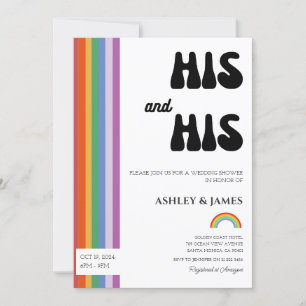 Invitación Parejas retro de Bodas gay duchan su y su LGBTQ