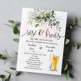 Invitación Parejas Rosa y brea Ducha Eucalipto Verdor
