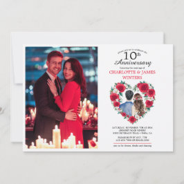 Invitación Parejas Rosas acuarela 10° aniversario de Boda