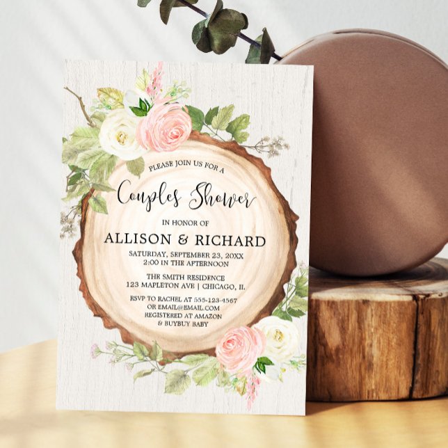 Invitación Parejas rusas chica ducha de bebé, floral rosa rub (Subido por el creador)