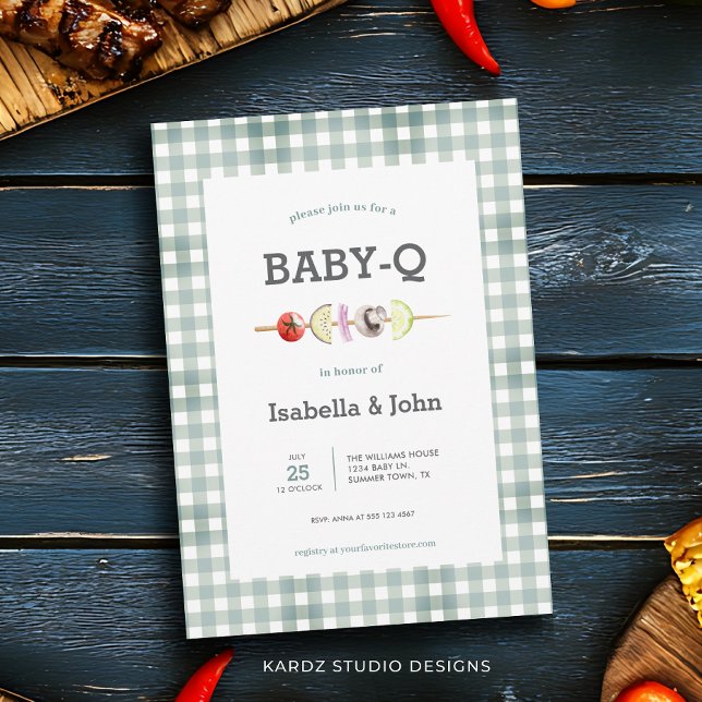 Invitación Parejas Rústicas Baby Q Barbacoa Baby Shower (This Baby Shower BBQ Invitation is shown in size 5 x 7 in. Other sizes and digital available.)