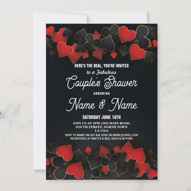 Invitación Parejas Shower Engagement Fiesta del Casino Las Ve (Anverso)