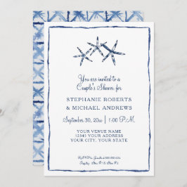 Invitación Parejas Starfish Shower Shibori Indigo Blue Beach