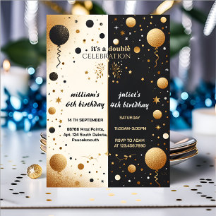 Invitación Parentesco gemelo Negro simple y moderno Cumpleaño