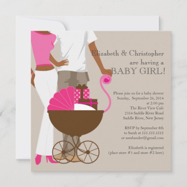 Invitación Pares afroamericanos Baby Shower del carro (Anverso)