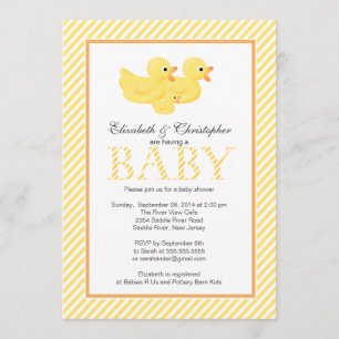 Invitación Pares amarillos modernos Baby Shower de los patos