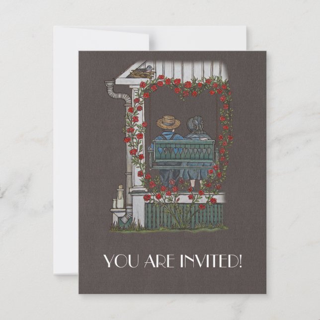 Invitación Pares de Amish en el oscilación del pórtico (Anverso)