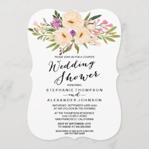 Invitación Pares de las anémonas del ramo de la acuarela que