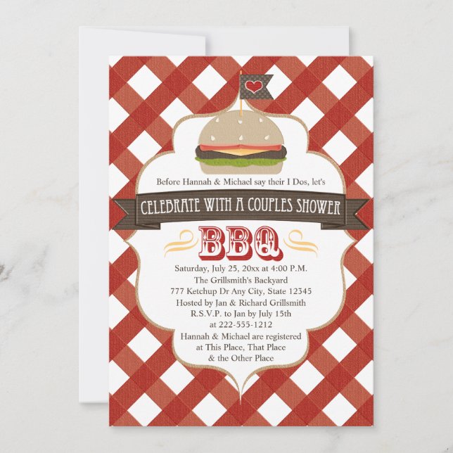 Invitación Pares del Bbq de la hamburguesa que casan (Anverso)