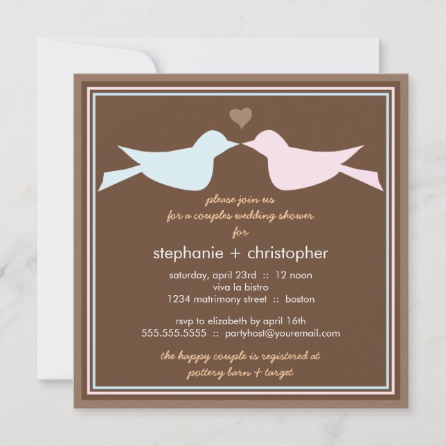 Invitación Pares felices de los pájaros del amor que casan la (Anverso)
