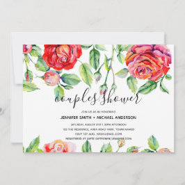Invitación PARES MODERNOS DUCHA Aquarela Rosas Manuscritas