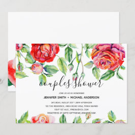 Invitación PARES MODERNOS DUCHA Aquarela Rosas Manuscritas
