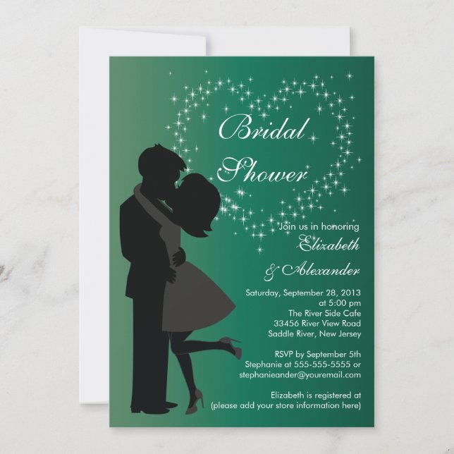 Invitación Pares que se besan lindos en ducha nupcial del (Anverso)