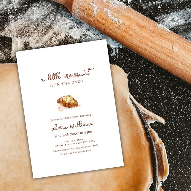 Invitación Paris Bakery Croissant Baby Shower (Paris Bakery Pastry Croissant Baby Shower Invitation)