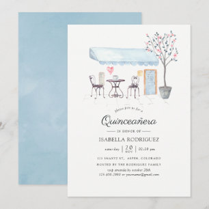 Invitación Paris Cafe Acuarela Quinceañera