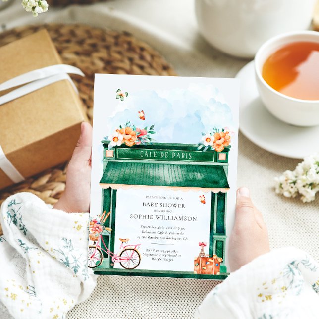 Invitación Paris Cafe Boulangerie Watercolor Baby Shower (Subido por el creador)