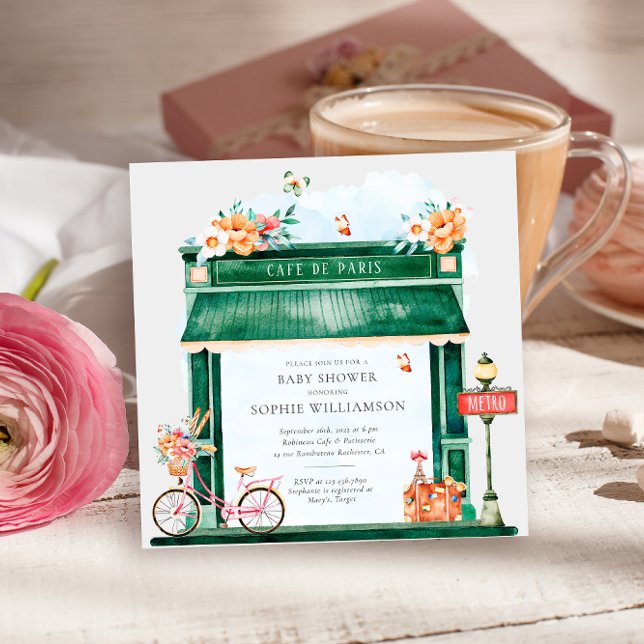 Invitación Paris Cafe Boulangerie Watercolor Baby Shower Invi (Subido por el creador)
