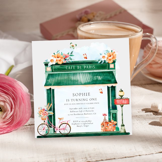 Invitación Paris Cafe Boulangerie Watercolor Birsthday Fiesta (Subido por el creador)
