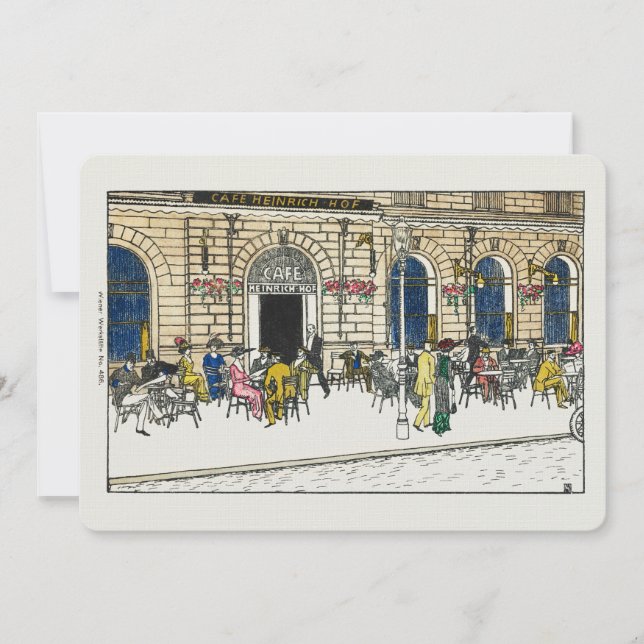 Invitación Paris Cafe Postcard Linen Note Card Estacionario 5 (Anverso)