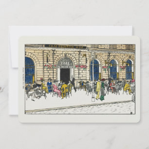 Invitación Paris Cafe Postcard Linen Note Card Estacionario 5