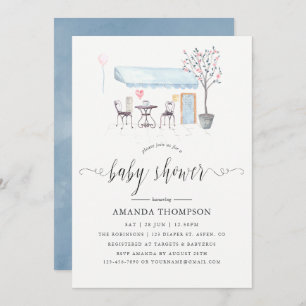 Invitación Paris Cafe Watercolor Baby Shower