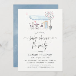 Invitación Paris Cafe Watercolor Baby Shower Tea Fiesta