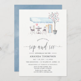 Invitación Paris Cafe Watercolor Sip y See
