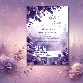 Invitación París caprichoso y ducha de novia Purple Floral