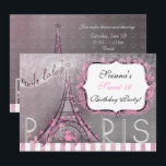 Invitación París Chic Brillo Torre Eiffel Fiesta Dulces 16<br><div class="desc">Hermosa invitación chic con tema de París. Elija personalizar para agregar su información. Elimine cualquier texto para dejar un área en blanco.</div>