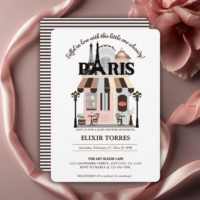 Invitación Paris Eiffel enamorada Fiesta de Bebé Café Francés (Subido por el creador)
