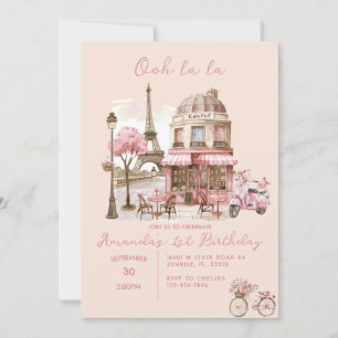 Invitación Paris Eiffel Tower Fiesta Chica Cumpleaños