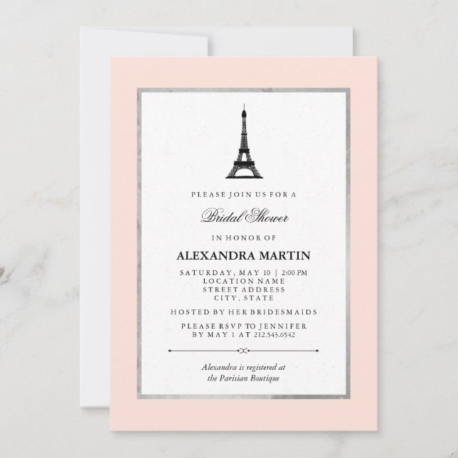 Invitación Paris Elegance Bridal Shower (Anverso)