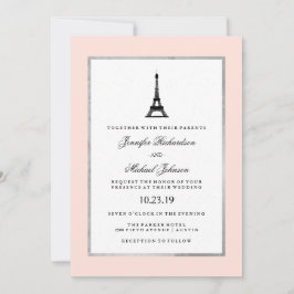 Invitación Paris Elegance Rubor Plata rosa y Boda negro