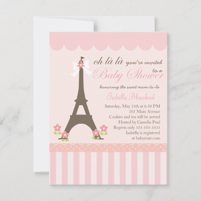 Invitación París en Baby Shower de primavera (Anverso)