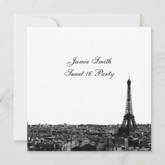 Invitación Paris Francia Silueta #1 BW Dulces 16 V