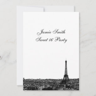 Invitación Paris Francia Silueta #1 BW Dulces 16 V