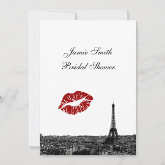 Invitación Paris Francia Silueta Beso #1 BW Despedida de solt