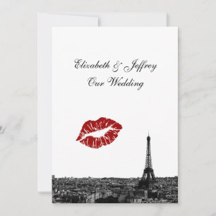 Invitación Paris Francia Silueta Beso #1 BW V Boda